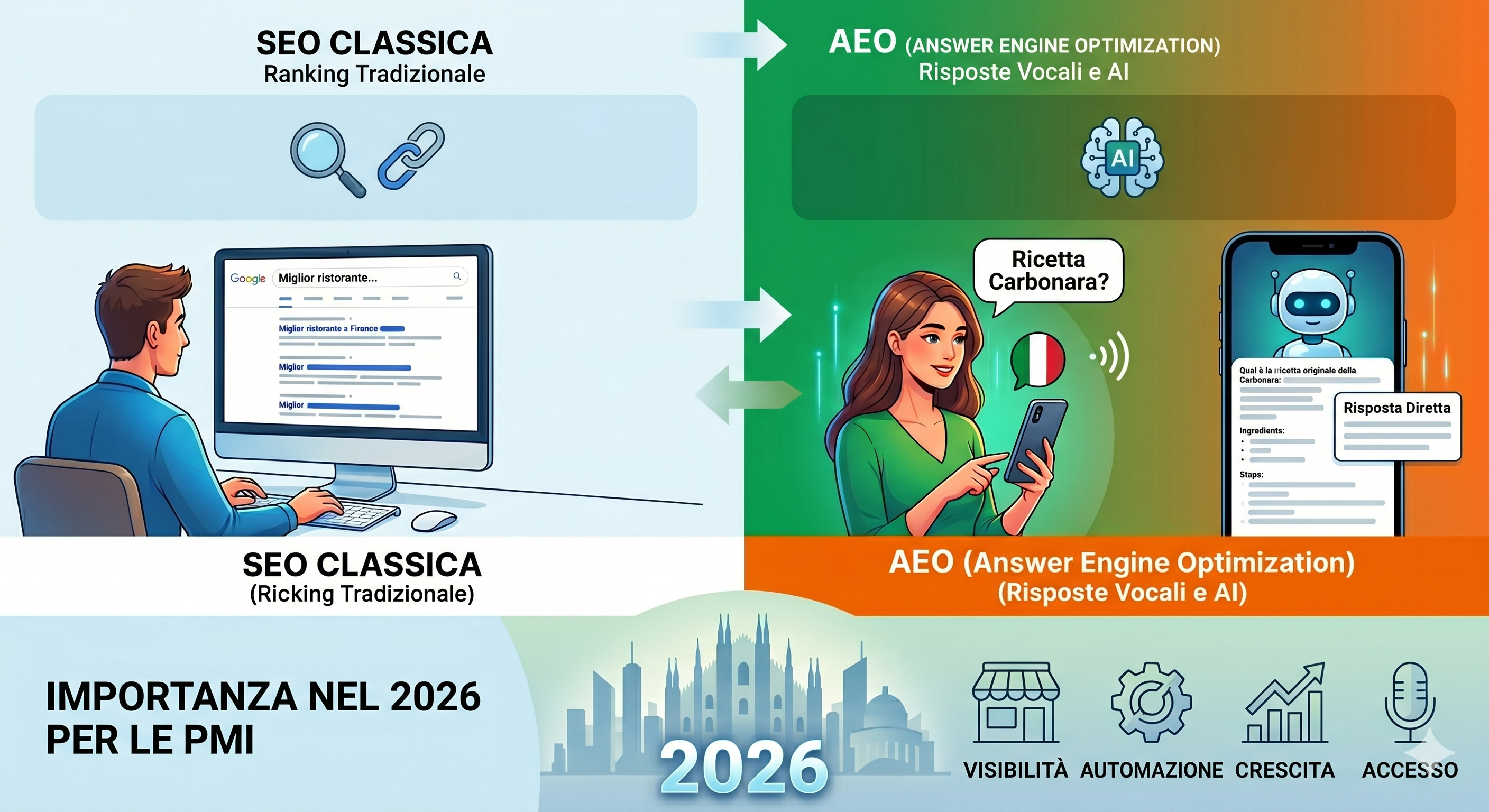 Differenza SEO e AEO per PMI italiane 2026